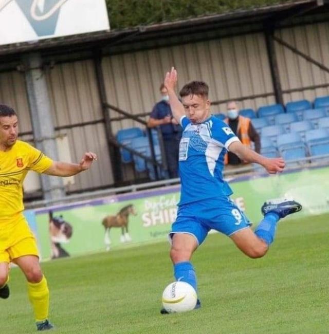  Ben Fawcett scores against Barry Town
